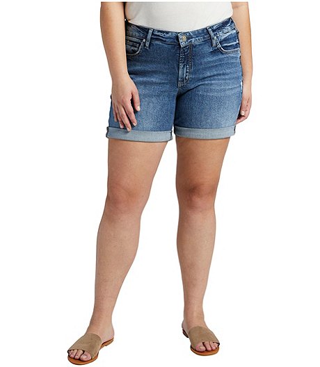 Women's Boyfriend Mid Rise Relaxed Fit Jean Shorts - Plus Size - ONLINE ONLY