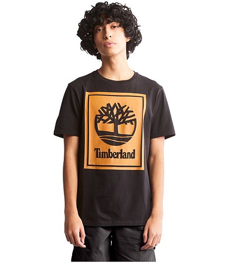 T-shirt de base à col ras du cou, à manches courtes et à logo d’arbre pour hommes