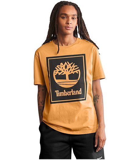 T-shirt de base à col ras du cou, à manches courtes et à logo d’arbre pour hommes