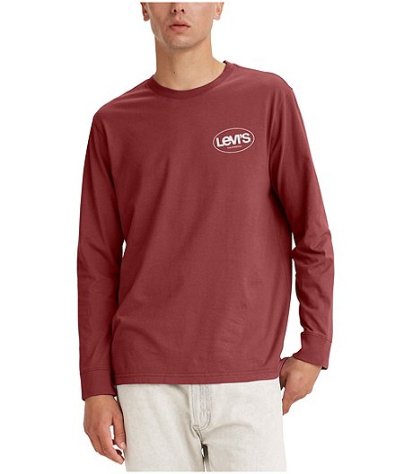 Men's Everyday Essentials Surf Logo Long Sleeve Relaxed Fit Crewneck Cotton T Shirt