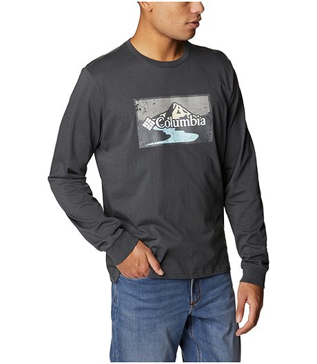 Men's Seasonal Logo Long Sleeve Crewneck Graphic Organic Cotton T Shirt