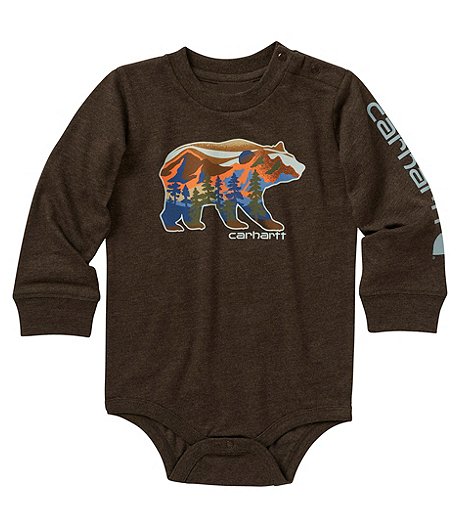 Baby Boys' 0-24 Months Bear Graphic Long Sleeve Bodysuit