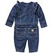 Girls' 0-24 Months Snap Front Knit Denim Coverall