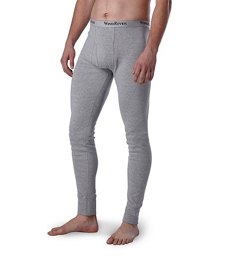 Men's FRESHTECH Unlined Combed Cotton Thermal Knit Long Underwear Pants - Grey