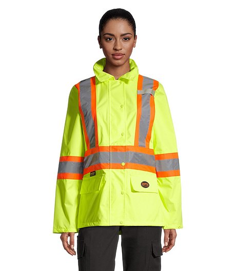 Women's Hi-Vis Waterproof Traffic Control Yellow Jacket