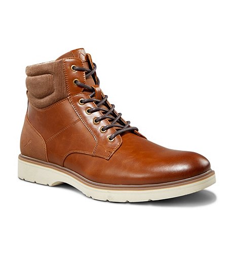 Men's Cord Collar Lace-Up Boots - Brown