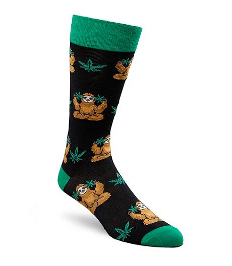Men's FRESHTECH® Marijuana Novelty Pattern Casual Crew Socks