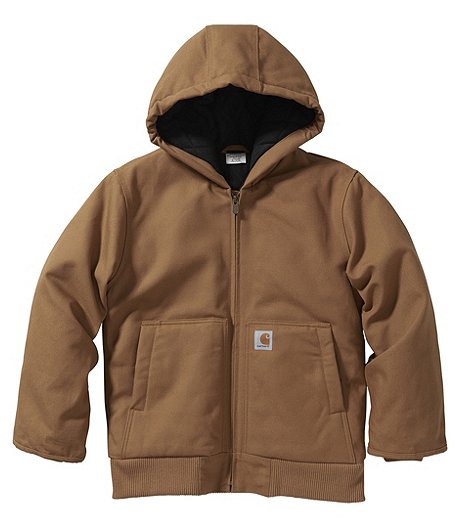 Boys' 7-16 Years Canvas Insulated Hooded Jacket