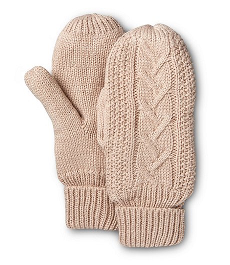 Women's Wide Knit Cable Mittens
