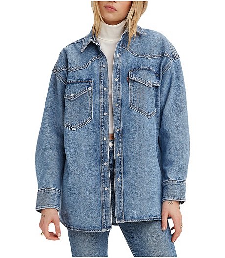 Women's Dylan Western Relaxed Fit Button Up Jean Shirt