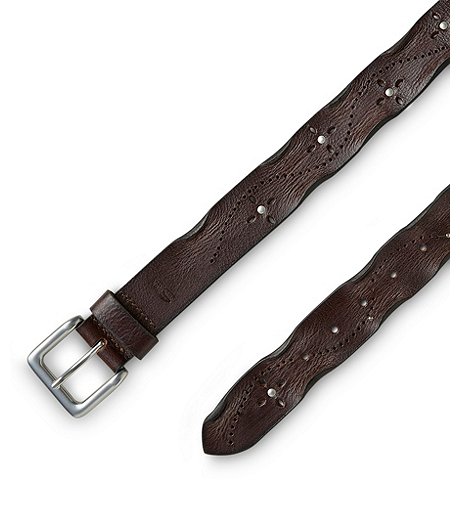 Women's Worn Edge Perforated Leather Belt