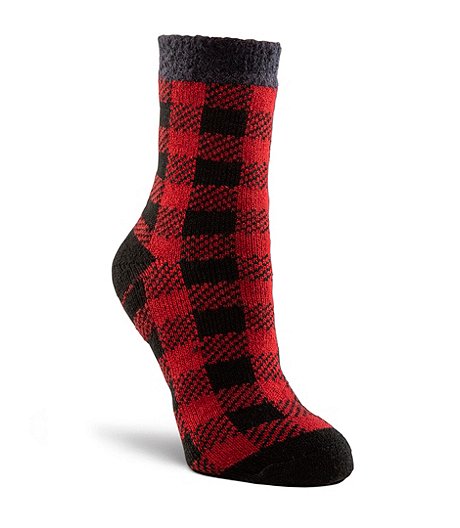 Chaussettes ultradouces à imprimé tartan rouge et noir pour femmes, Heritage