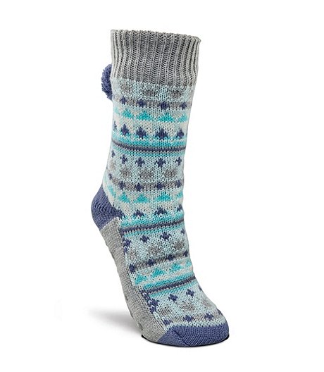Women's Nordic Lounge Slipper Socks with Sherpa Lining 