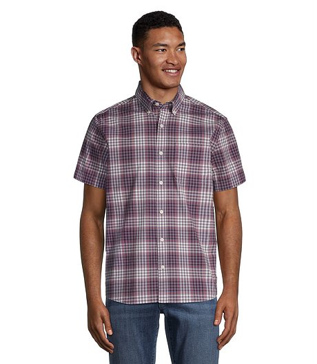 Men's Modern Fit Short Sleeve Plaid Casual Sport Shirt