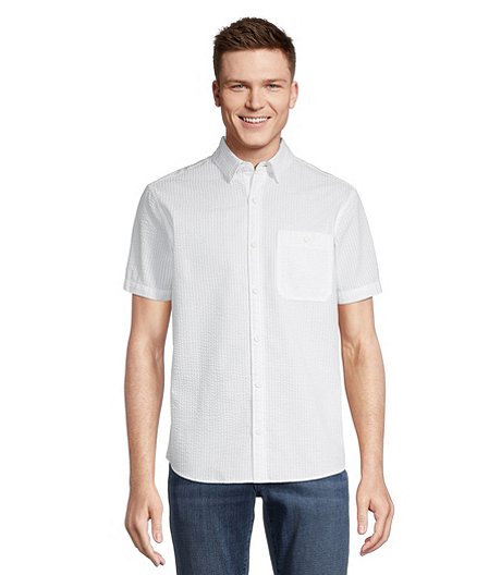 Men's Premium Seersucker Modern Fit Short Sleeve Shirt