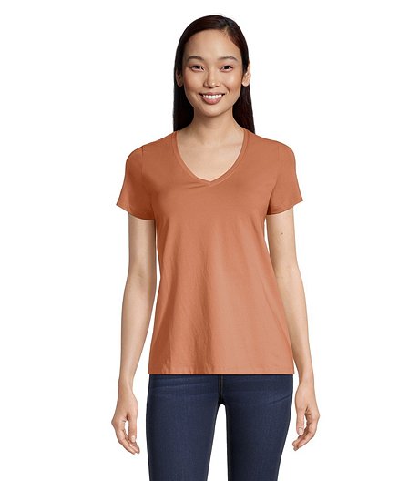 Women's Short Sleeve Semi-Fitted V-Neck T Shirt