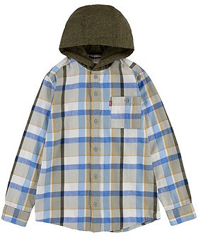 Levi's Boys' 7-16 Years Flannel Long Sleeve Hooded T Shirt