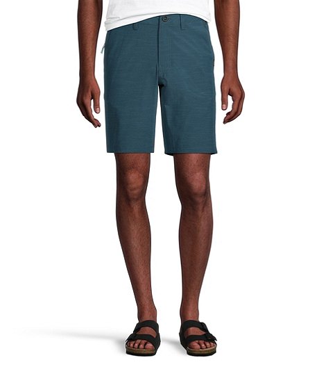 Men's Mid Rise Stretch Textured End on End Quick Dry Hybrid Shorts