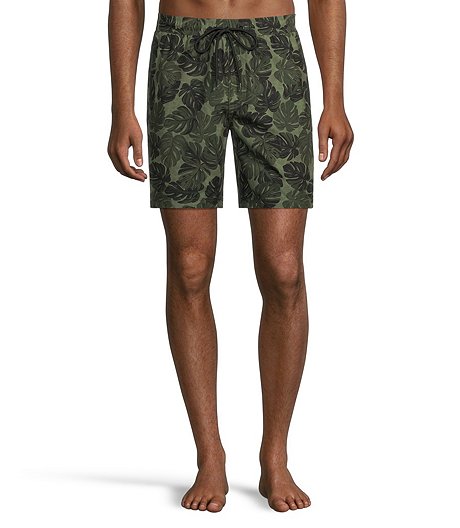 Men's All-Over-Print Mid Rise Swim Shorts - Olive