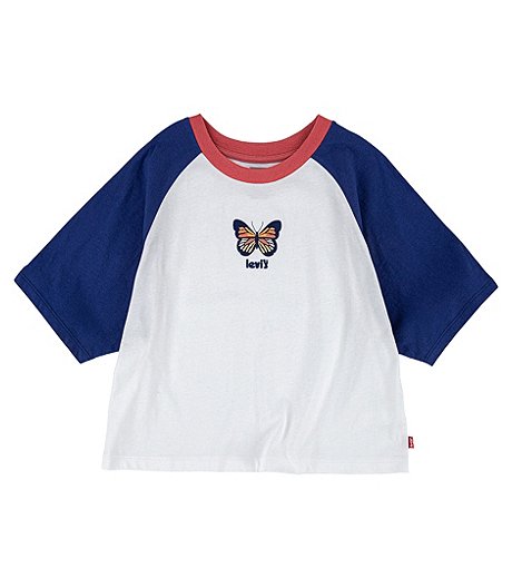 T-shirt de baseball rétro à col ras du cou pour filles de 7 à 16 ans