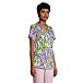 Women's Curved Neck Short Sleeve Printed Scrub Top