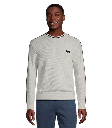 Men's Textured Striped Collar Stretch Fleece Crewneck Sweatshirt