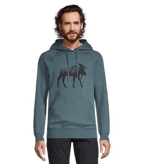 Men's Moose Graphic Kangaroo Pocket Fleece Hoodie