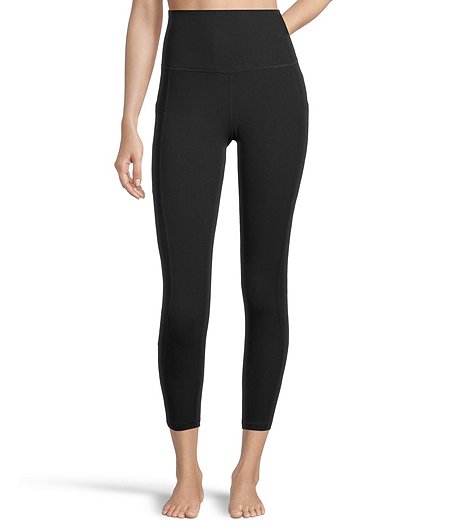 Women's Live-In Comfort High Rise Crop Leggings with Side Pocket - 7/8 Length