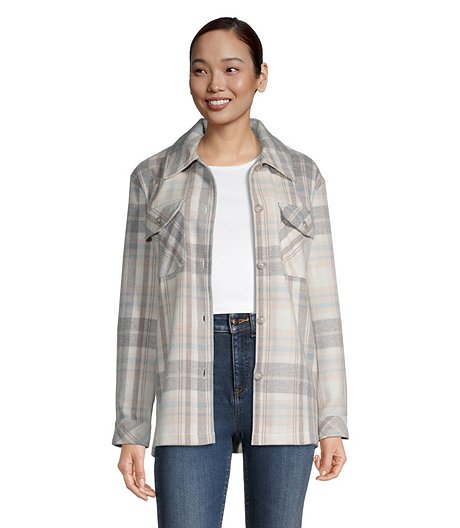 Women's Plaid Oversized Shacket with Chest Pockets