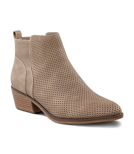 Women's Amber Perforated Pattern Ankle Boots