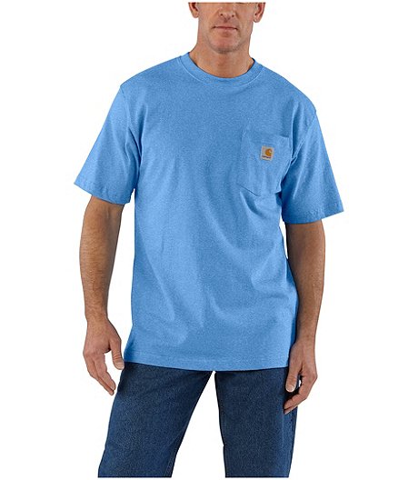 Men's Loose Fit Crewneck Soft Cotton Pocket Work T Shirt