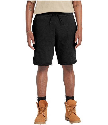 Men's Woven Patch Mid Rise Relaxed Fit Fleece Cargo Shorts