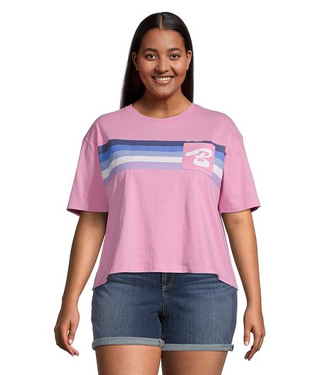 Women's Printed Stripe Jersey Cropped T Shirt