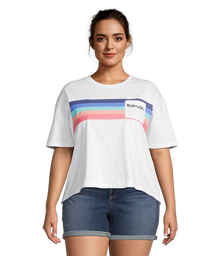 Women's Printed Stripe Cotton Jersey Cropped T Shirt