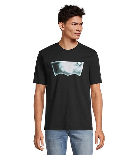 Men's Distorted Batwing Graphic Relaxed Fit Crewneck Cotton T Shirt