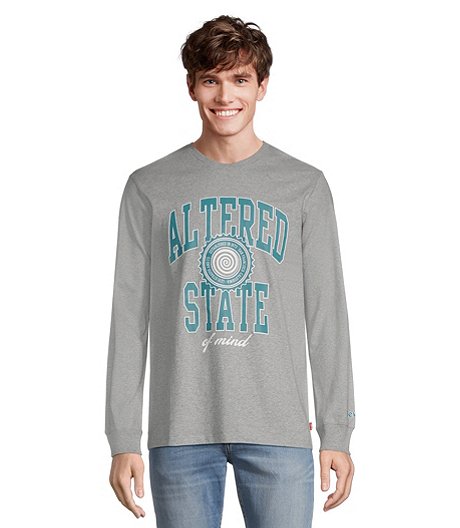 Men's Altered State Long Sleeve Soft Jersey Crewneck Cotton Graphic T Shirt