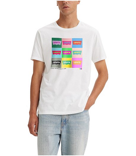Men's Grid Logo Graphic Crewneck Cotton T Shirt