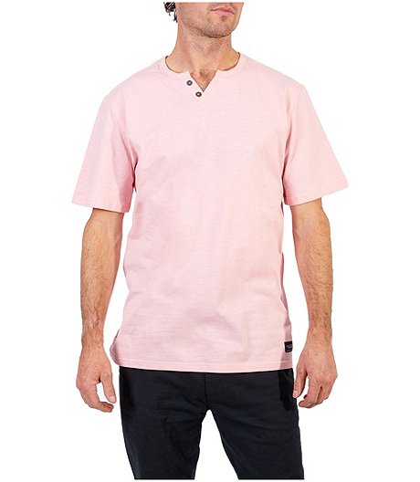 Men's 2 Button Short Sleeve Slub Henley Shirt