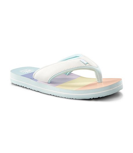 Youth Unisex Summerland Flip Flop Sandals - White/Stripe