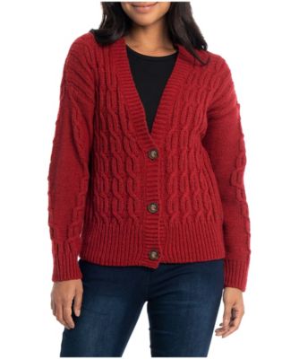 women's wool cable knit cardigan