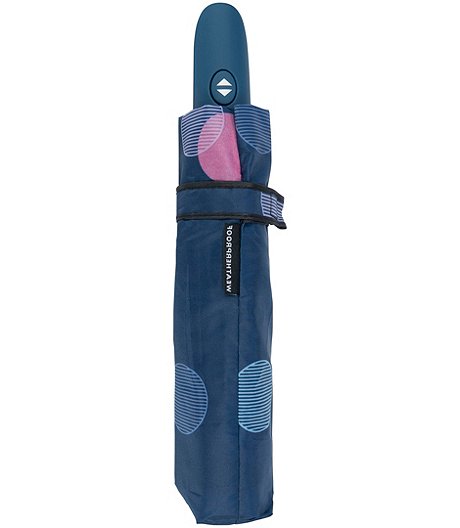 Parapluie unisexe bleu à pois et à ouverture et fermeture automatique - 42 pouces 