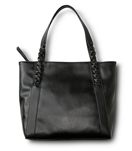 Women's Tote With Zippered Compartment and Braided Strap