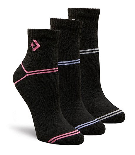 Women's 3 Pack Short Quarter Crew Socks with Arch Support