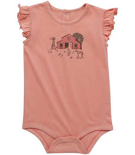 Baby Girls' Horse Farm Short Sleeve Bodysuit