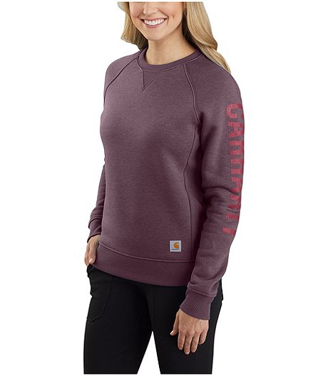 Women's Relaxed Fit Sleeve Logo Crewneck Work Sweatshirt