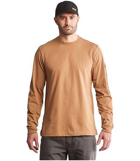 Men's Core Logo Long Sleeve Crewneck Cotton Work T Shirt