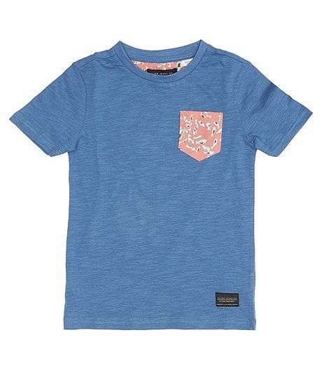 Youth Boys' Crewneck T Shirt with Contrast Pocket - Mid Blue
