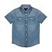 Youth Boys' Modern Fit Short Sleeve Shirt with 2 Chest Pockets - Med Wash