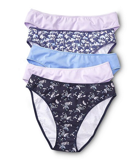 Women's 5 Pack Cotton Stretch Hi-Cut Underwear Panties