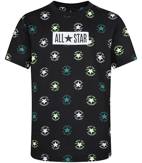 T-shirt à manches courtes et à col ras du cou avec imprimé intégral pour jeunes garçons, All Star